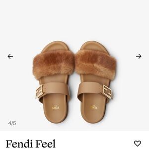 Fendi Tan Fur Slide Sandals